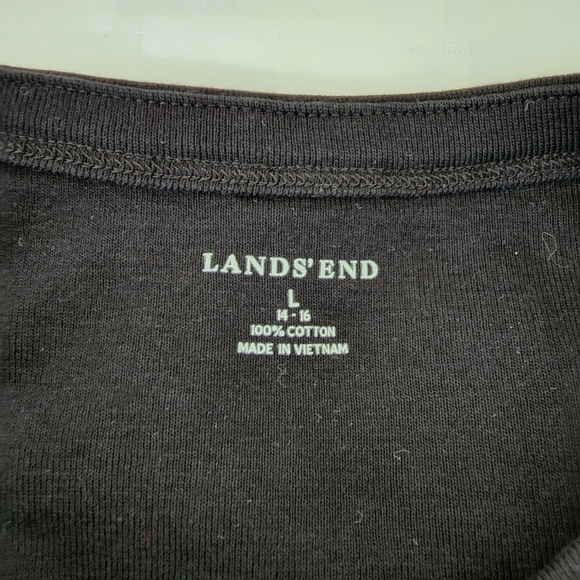 Lands' End Black Quarter Sleeve Gold Button Boat Neck Women's Top Size L - Picture 5 of 5